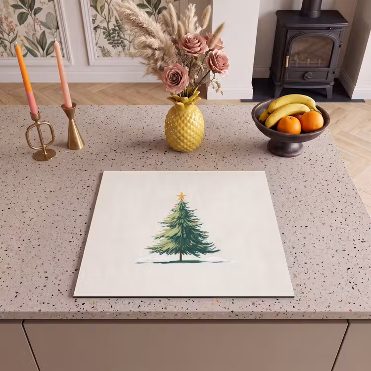 Herdabdeckplatte - Weihnachtsbaum - Illustration - Stern - Schnee — 3