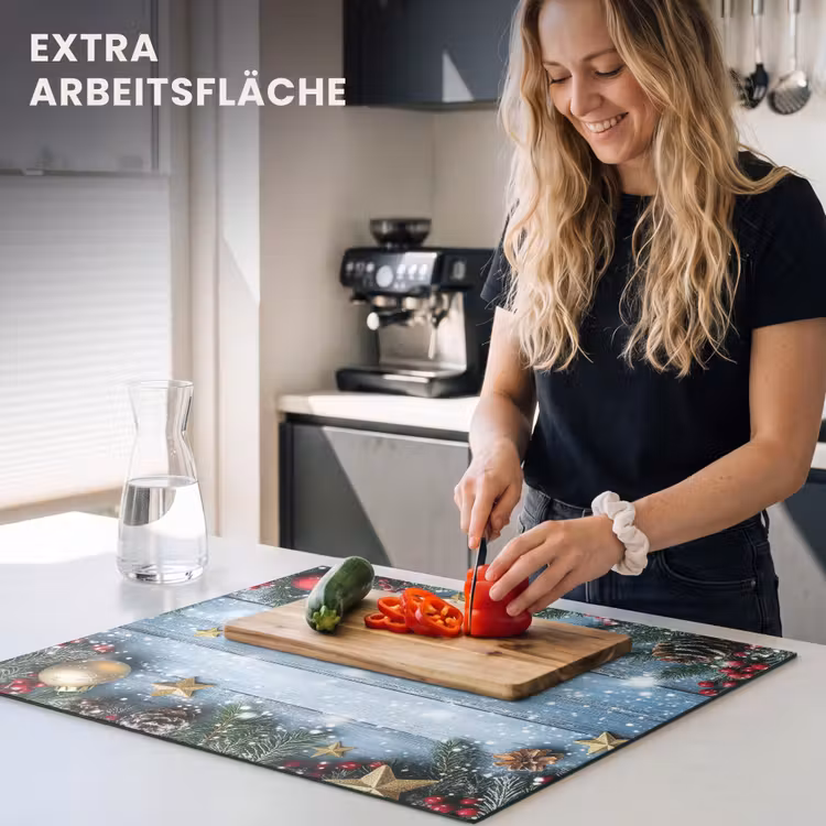 Herdabdeckplatte - Weihnachtsrahmen - Schnee - Mehrfarbig — 5