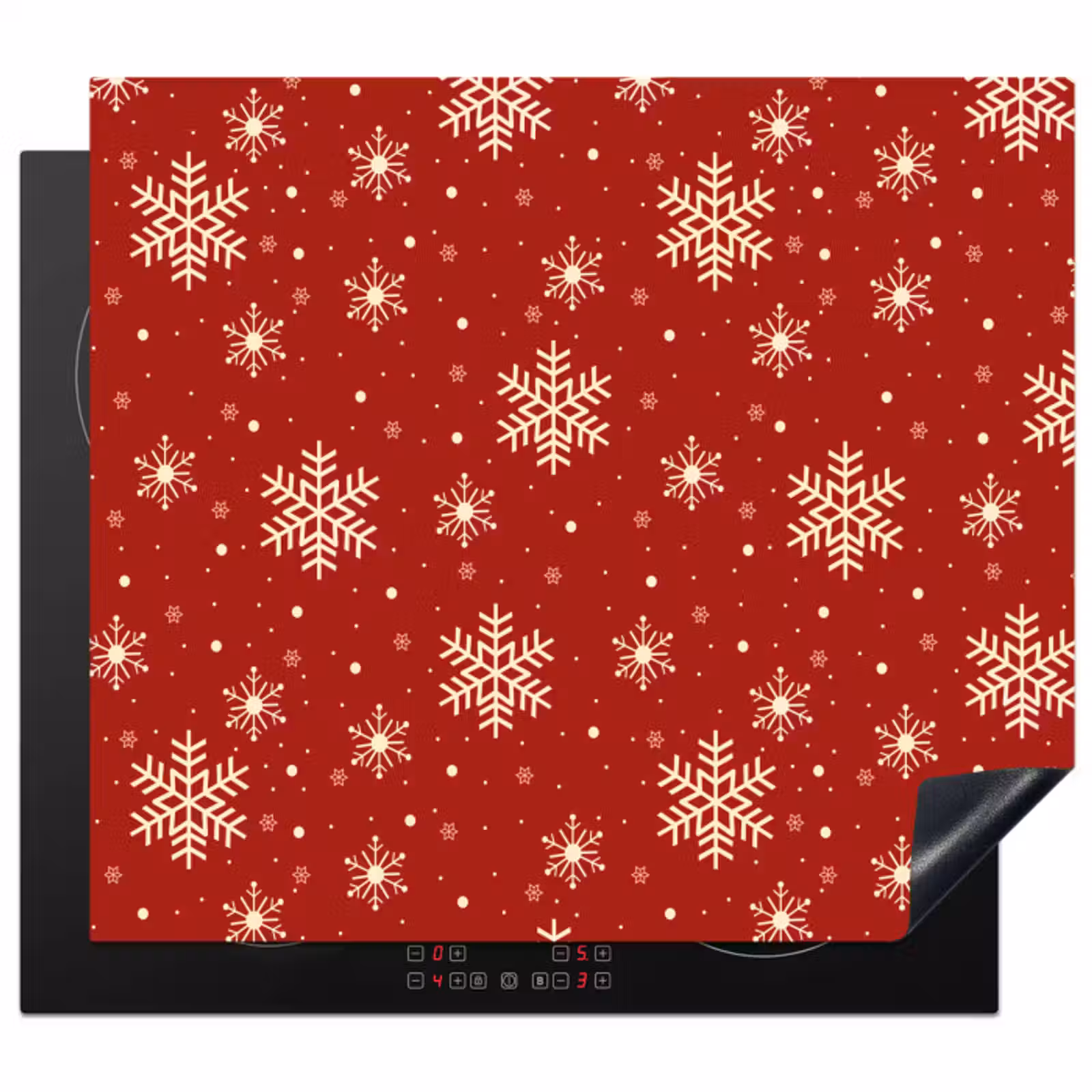 Herdabdeckplatte - Illustration - Schneeflocken - Rot — 1