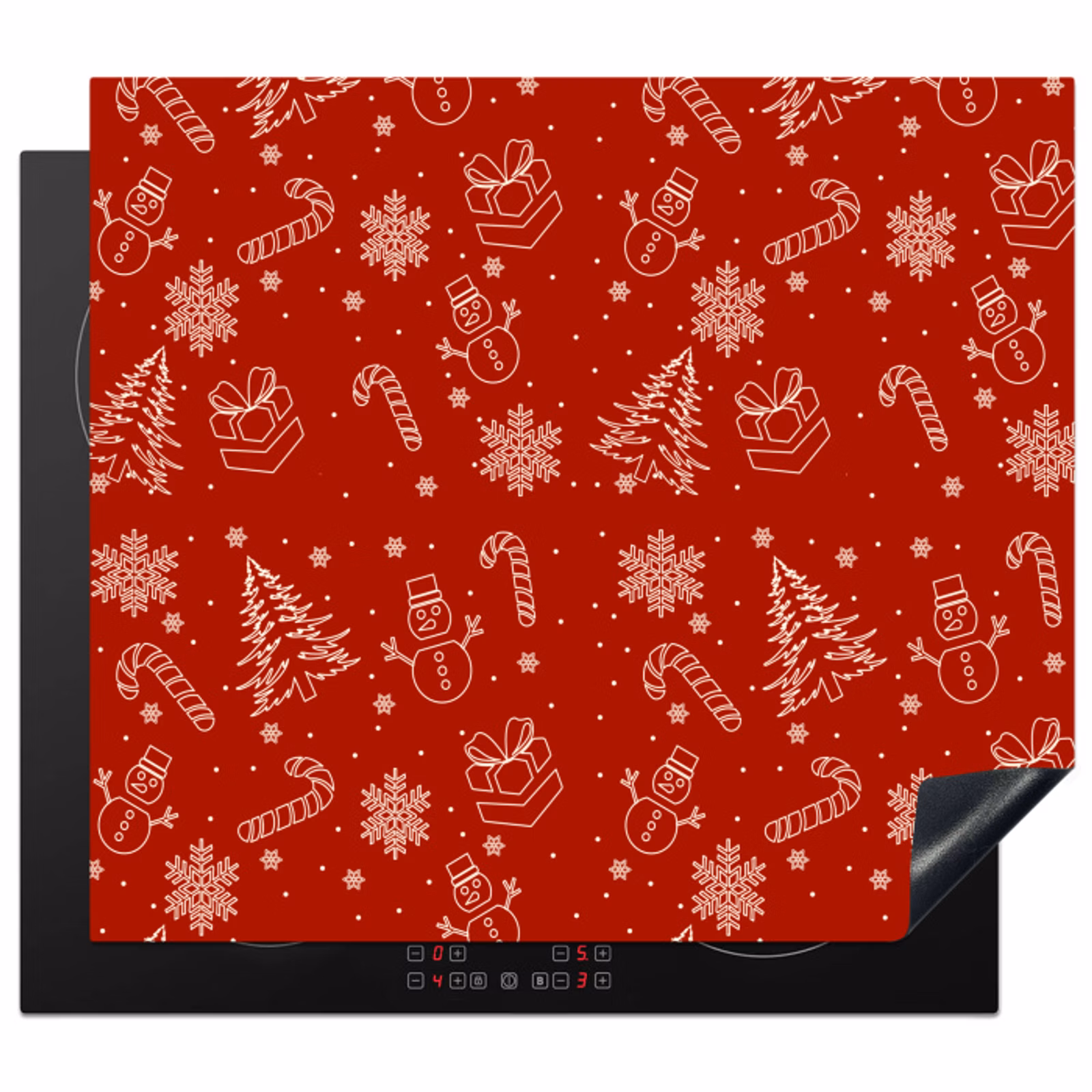 Herdabdeckplatte - Illustration - Weihnachtssymbole - Rot — 1