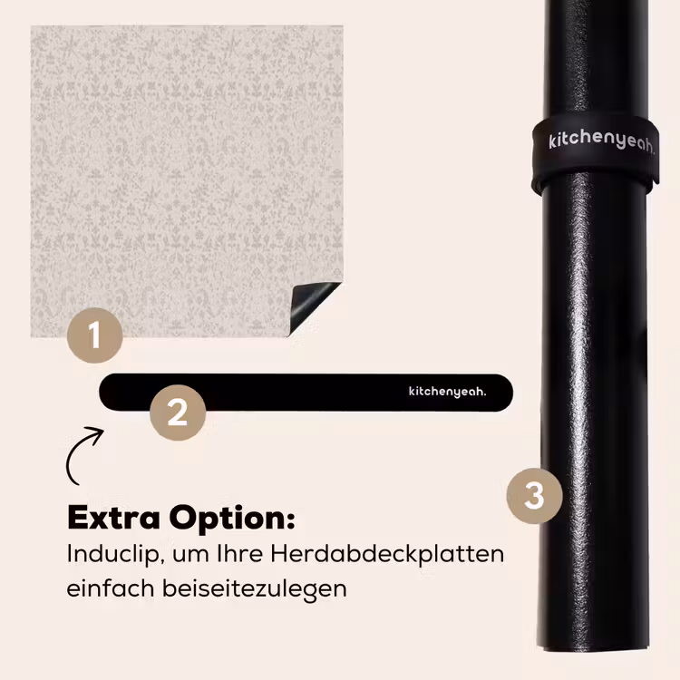 Herdabdeckplatte - Blumen - Blätter - Hell - Taupe — 8