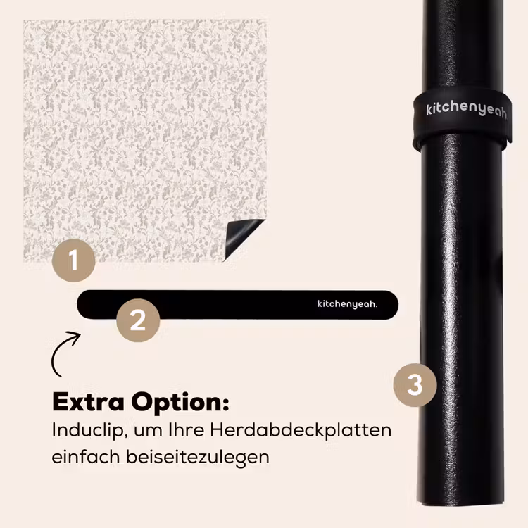 Herdabdeckplatte - Blumen - Muster - Taupe — 8