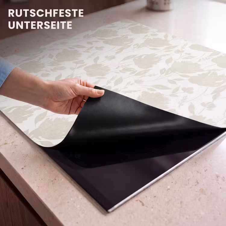 Herdabdeckplatte - Blumenmuster - Scherenschnitt - Weiß — 6