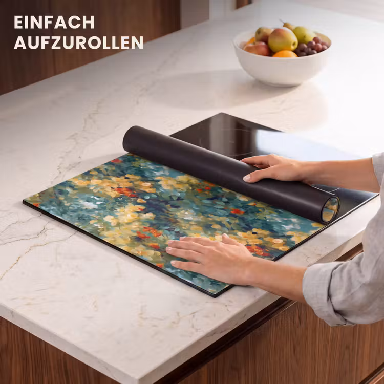 Herdabdeckplatte - Gelb - Blumen - Grün - Blätter — 7