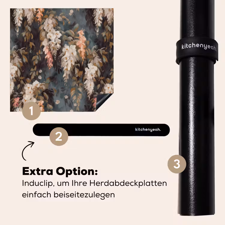 Herdabdeckplatte - Blumen - Blätter - Dunkel - Muster — 8