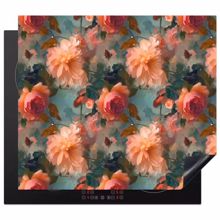 Herdabdeckplatte - Rosa - Muster - Blumen — 1
