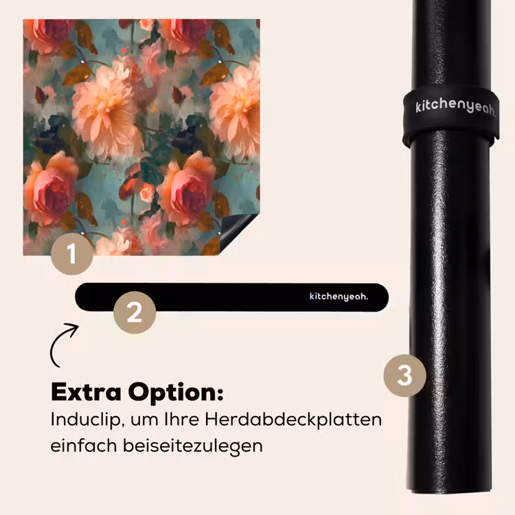 Herdabdeckplatte - Rosa - Muster - Blumen — 8