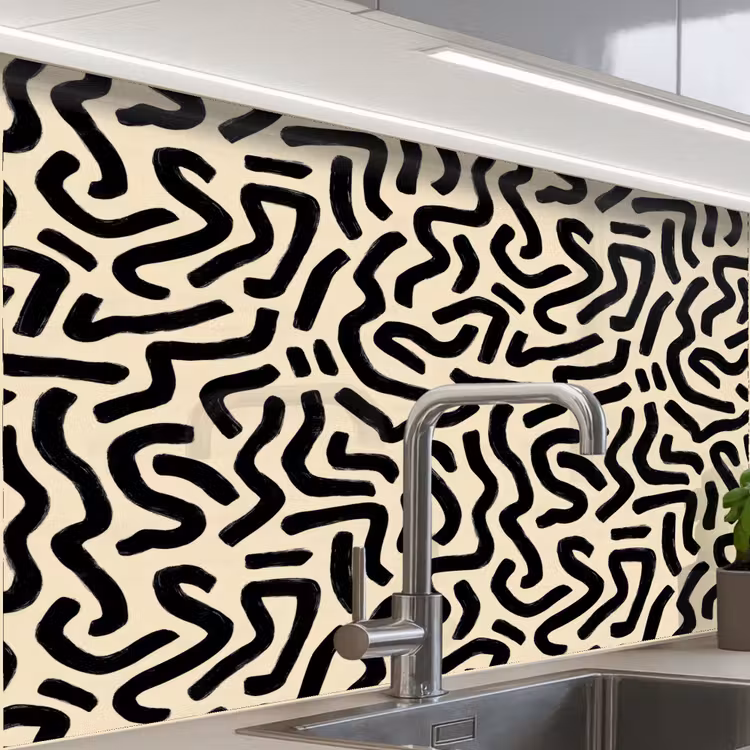 Küchenrückwand - Abstrakt - Linien - Schwarz — 1