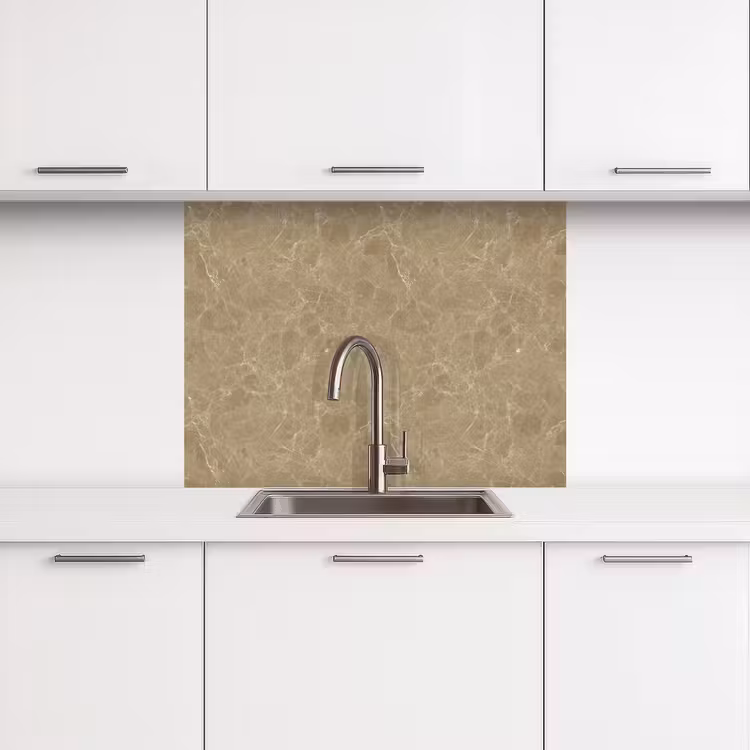 Küchenrückwand - Beige - Marmor - Weiße Adern — 3