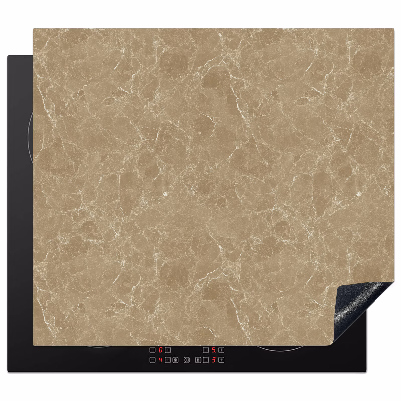 Herdabdeckplatte - Beige - Marmor - Weiße Adern — 1