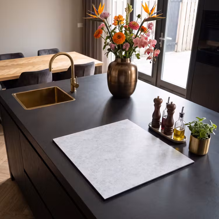 Herdabdeckplatte - Grau - Terrazzo-Effekt - Beton — 2