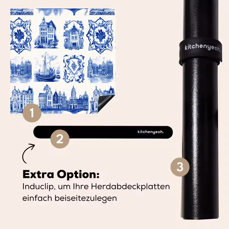 Herdabdeckplatte - Häuser - Schiffe - Blau — 8