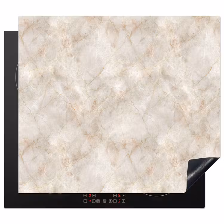 Herdabdeckplatte - Hellbeige - goldbraune Adern - Marmor — 1
