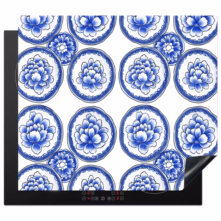 Herdabdeckplatte - Kreise - Blumen - Blau — 1