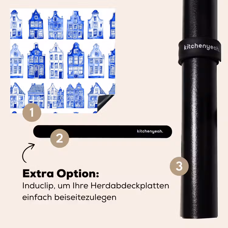Herdabdeckplatte - Muster - Häuser - Blau — 8