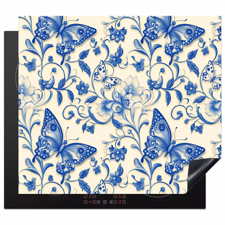 Herdabdeckplatte - Schmetterlinge - Blumen - Blau - Botanisch — 1