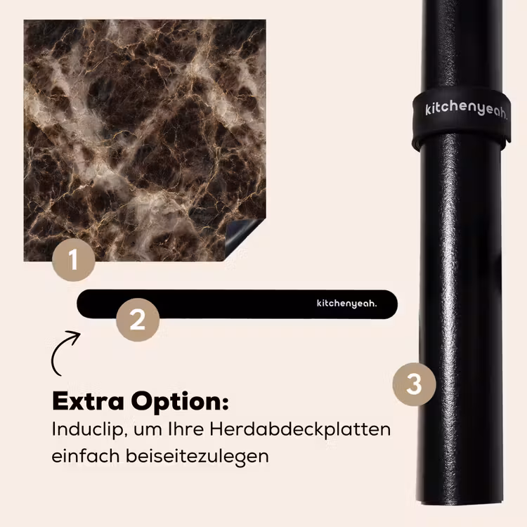 Herdabdeckplatte - Braun - Gold - Marmor — 8