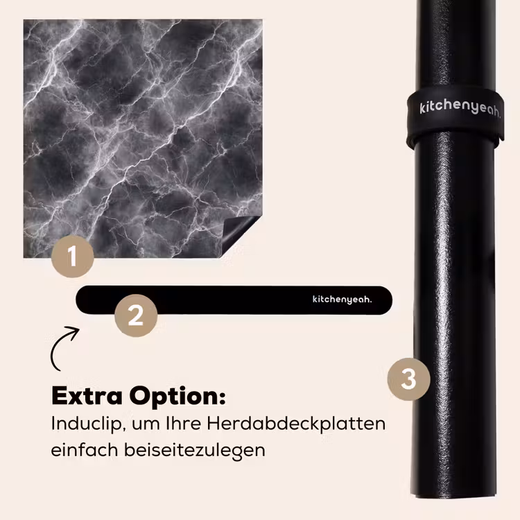 Herdabdeckplatte - Dunkelgrau - Blitz - Marmor — 8