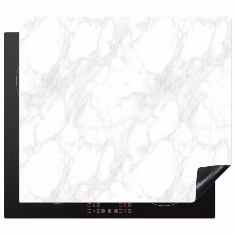 Herdabdeckplatte - Minimalistisch - Weiß - Graue Adern — 1