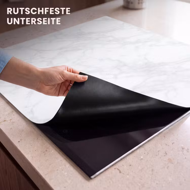 Herdabdeckplatte - Minimalistisch - Weiß - Graue Adern — 6