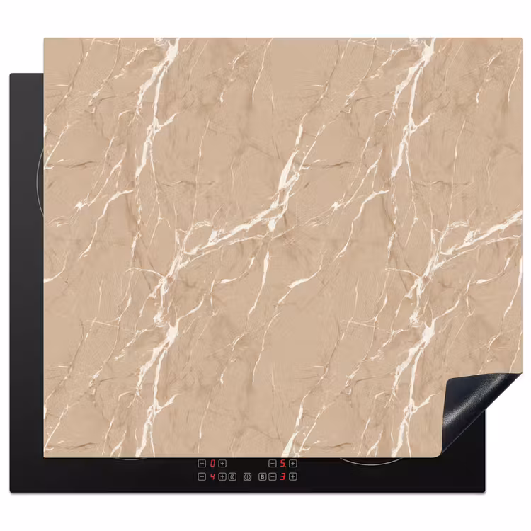 Herdabdeckplatte - Beige - Marmor - Organisch - Weiß — 1