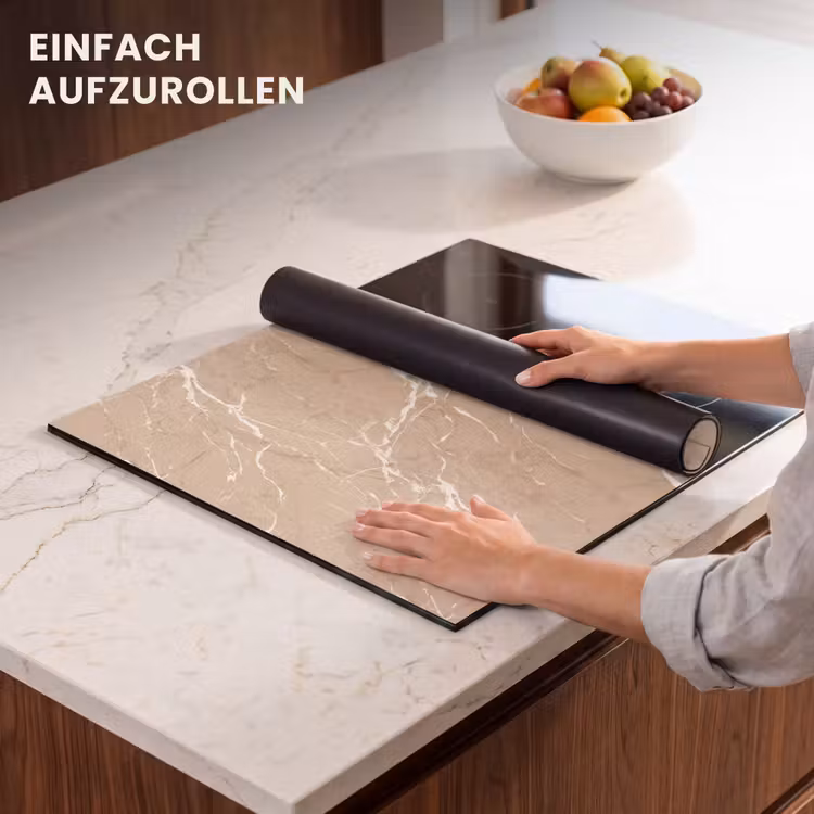 Herdabdeckplatte - Beige - Marmor - Organisch - Weiß — 7