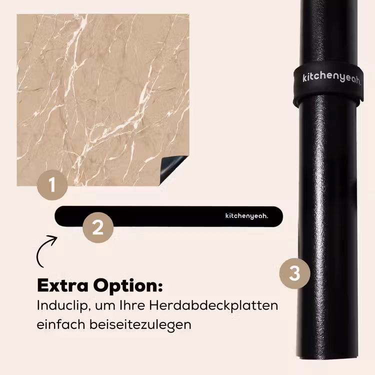 Herdabdeckplatte - Beige - Marmor - Organisch - Weiß — 8