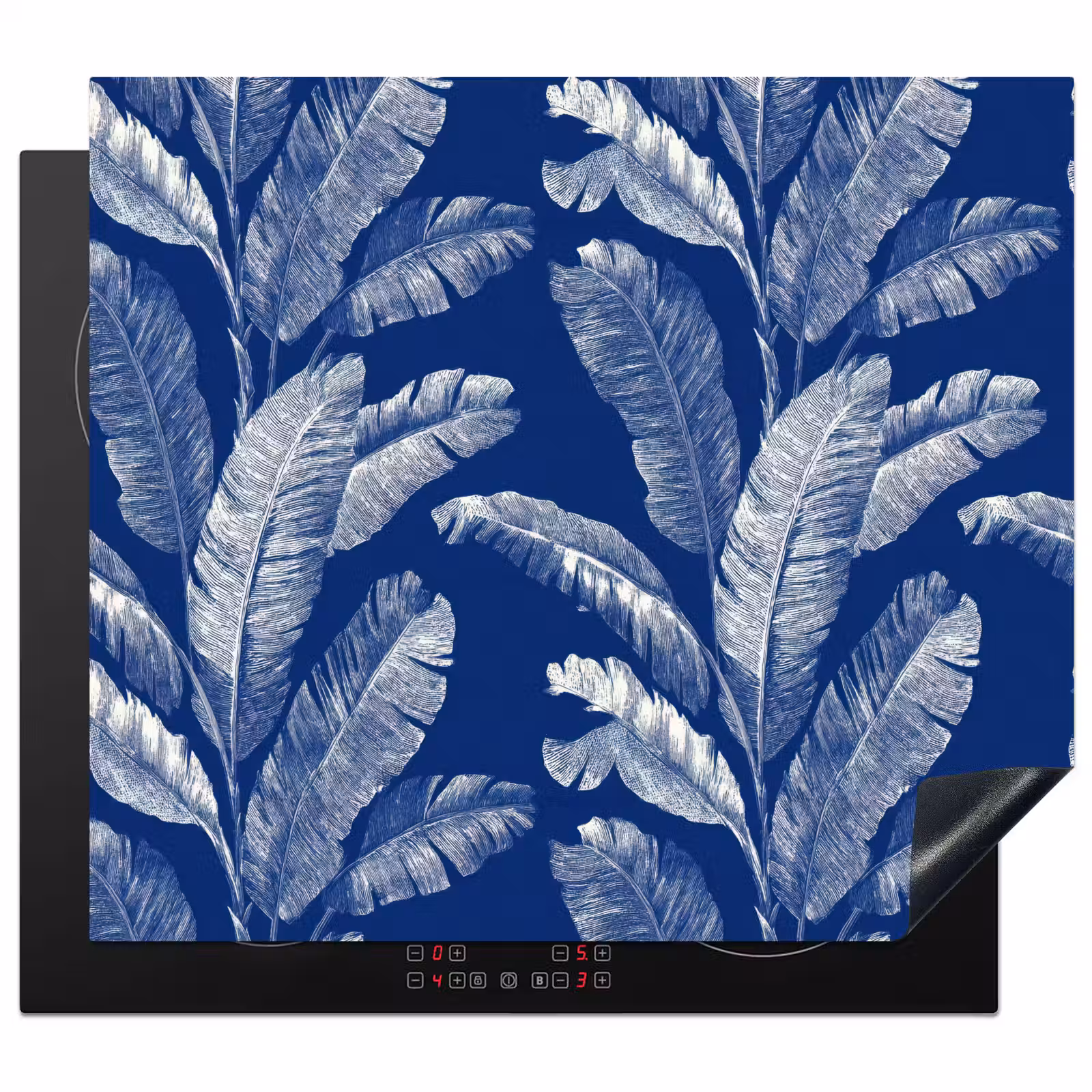 Herdabdeckplatte - Blatt - Palme - Blau — 1