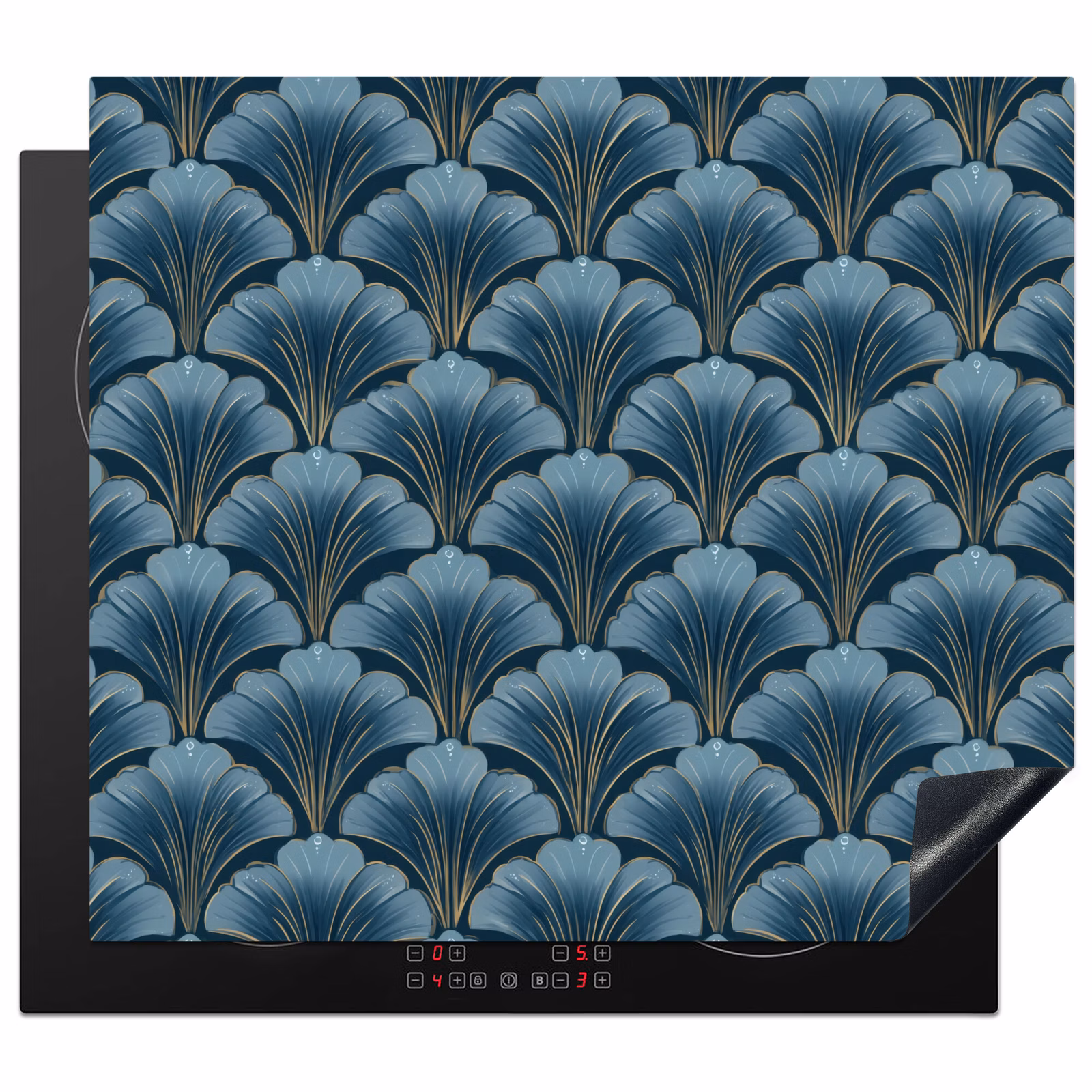 Herdabdeckplatte - Muster - Ginkgo-Blatt - Blau — 1