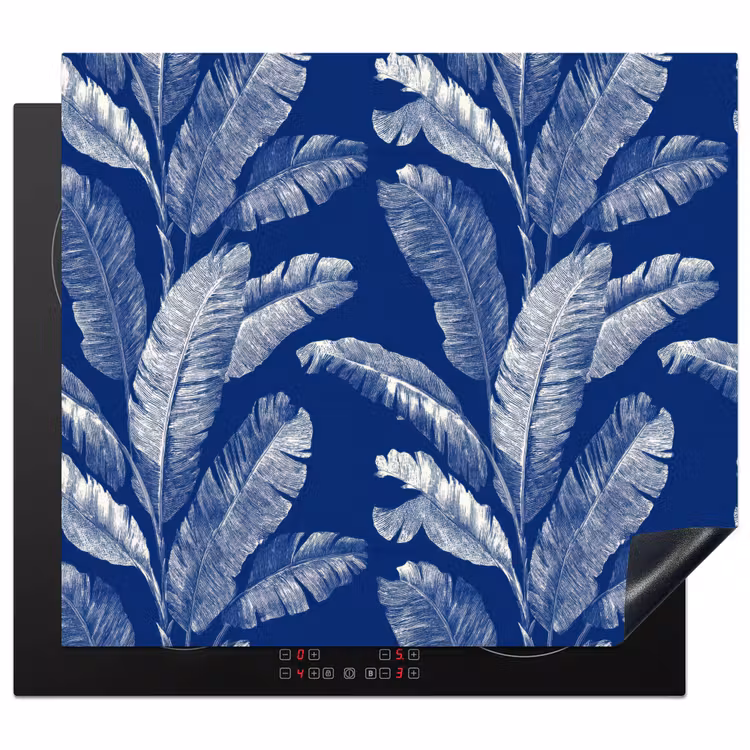 Herdabdeckplatte - Blatt - Palme - Blau — 1