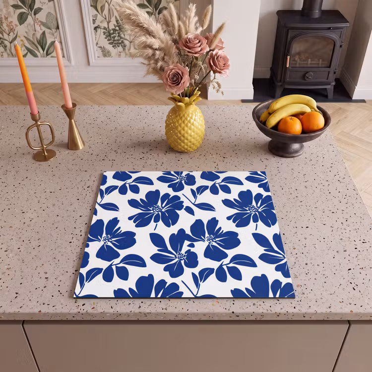 Herdabdeckplatte - Floral - Modern - Blau — 3