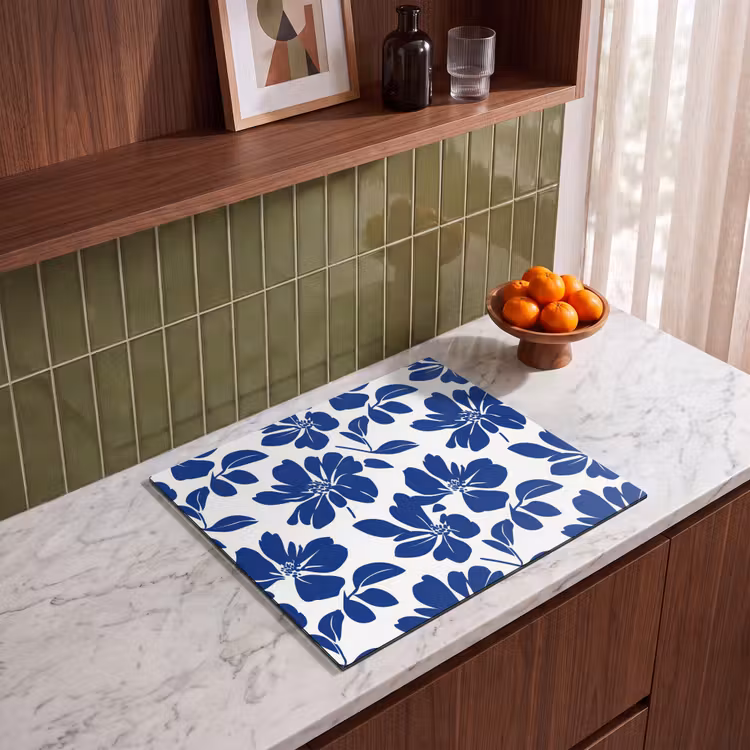 Herdabdeckplatte - Floral - Modern - Blau — 4