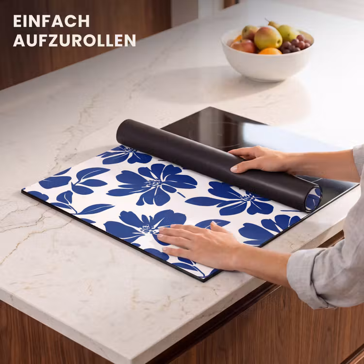 Herdabdeckplatte - Floral - Modern - Blau — 7