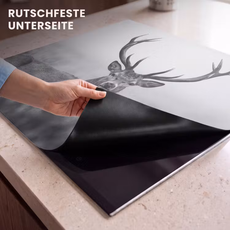 Herdabdeckplatte - Hirsch - Neblig - Schwarz - Weiß — 6