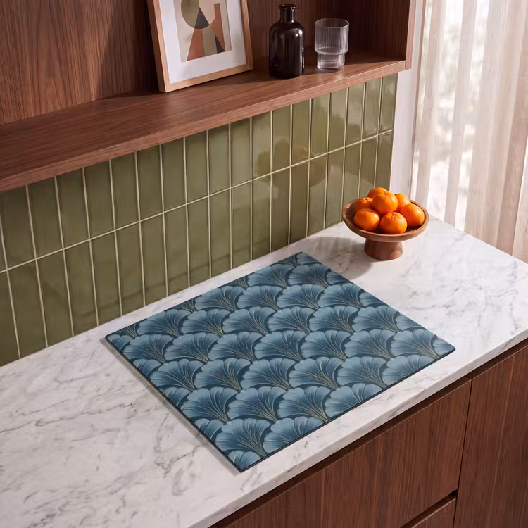 Herdabdeckplatte - Muster - Ginkgo-Blatt - Blau — 4