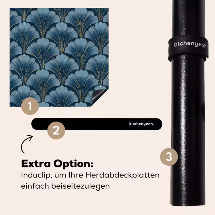 Herdabdeckplatte - Muster - Ginkgo-Blatt - Blau — 8