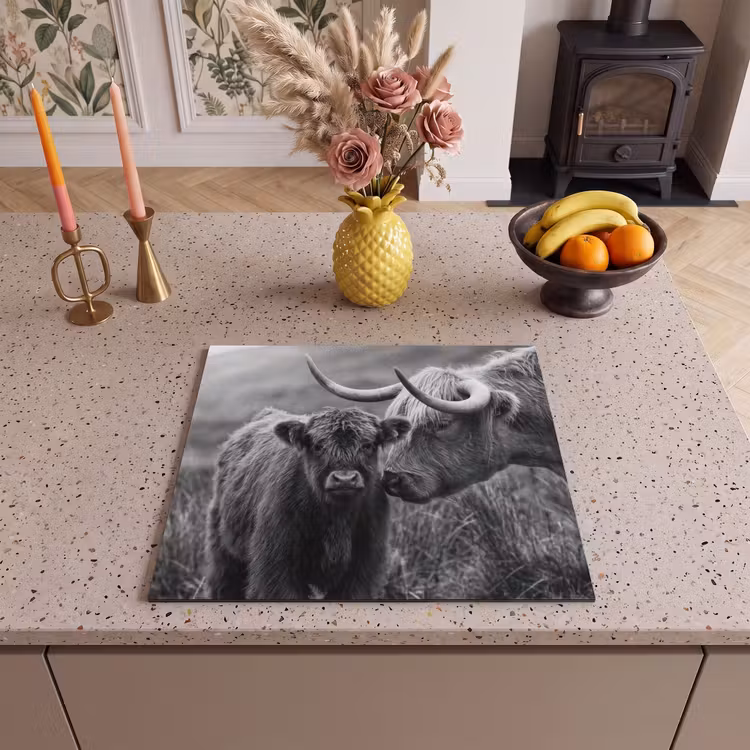 Herdabdeckplatte - Schottischer Highlander - Kalb - Schwarz - Weiß — 3