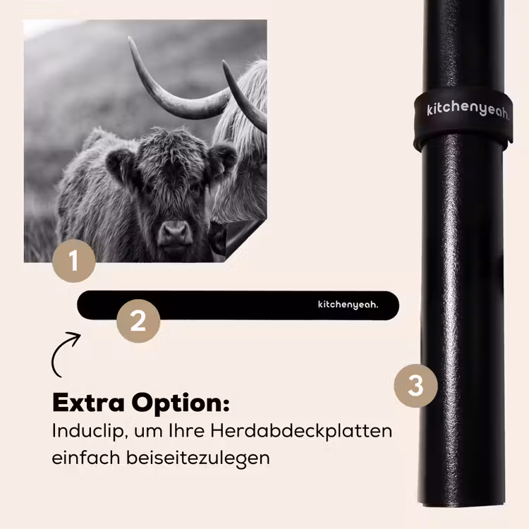 Herdabdeckplatte - Schottischer Highlander - Kalb - Schwarz - Weiß — 8