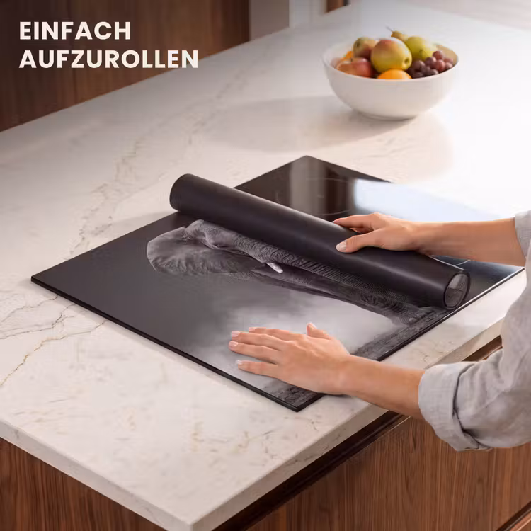Herdabdeckplatte - Elefant - Schwarz - Weiß - Rauch — 7
