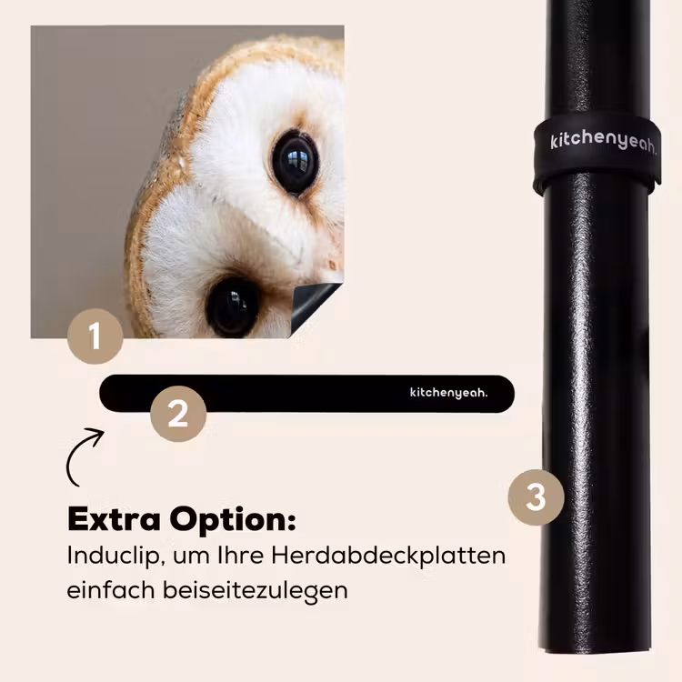 Herdabdeckplatte - Eule - Braun - Weiß — 8