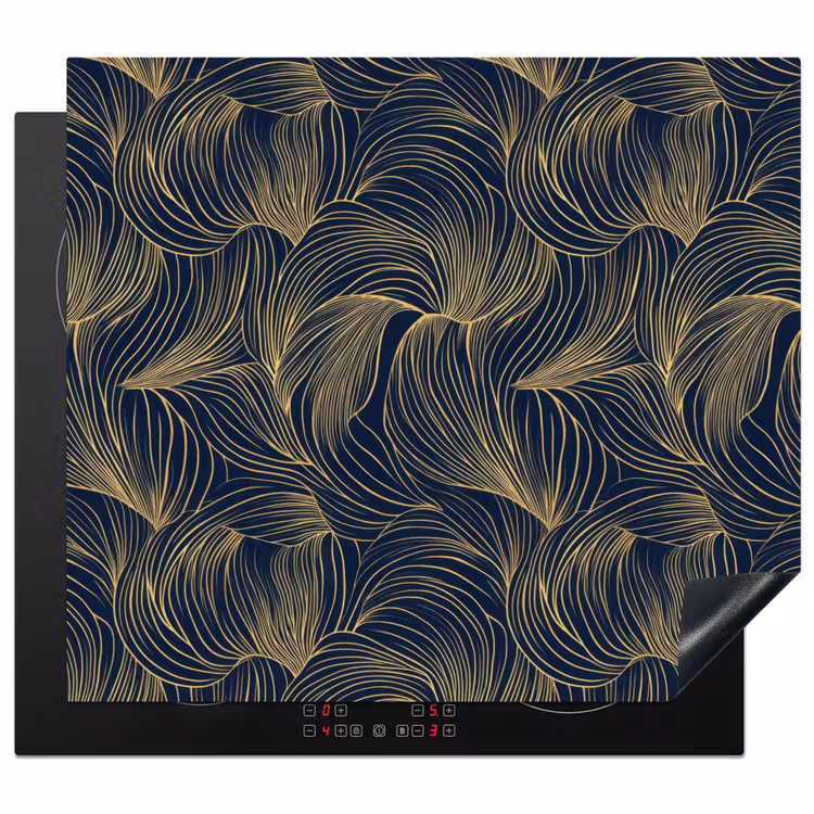 Herdabdeckplatte - Abstrakt - Linien - Blau - Gold — 1