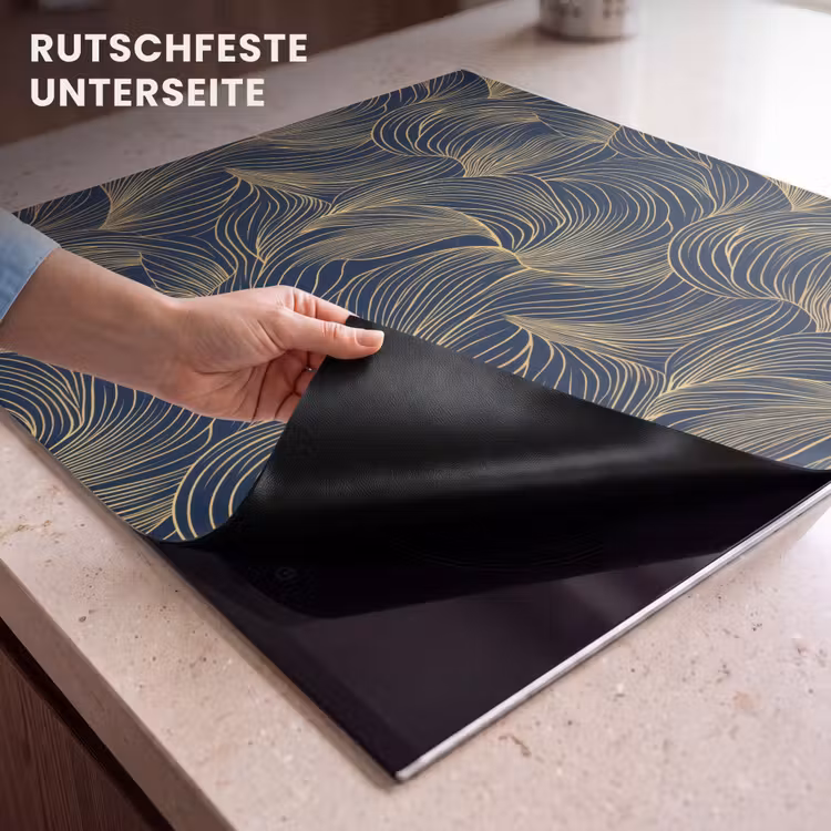 Herdabdeckplatte - Abstrakt - Linien - Blau - Gold — 6