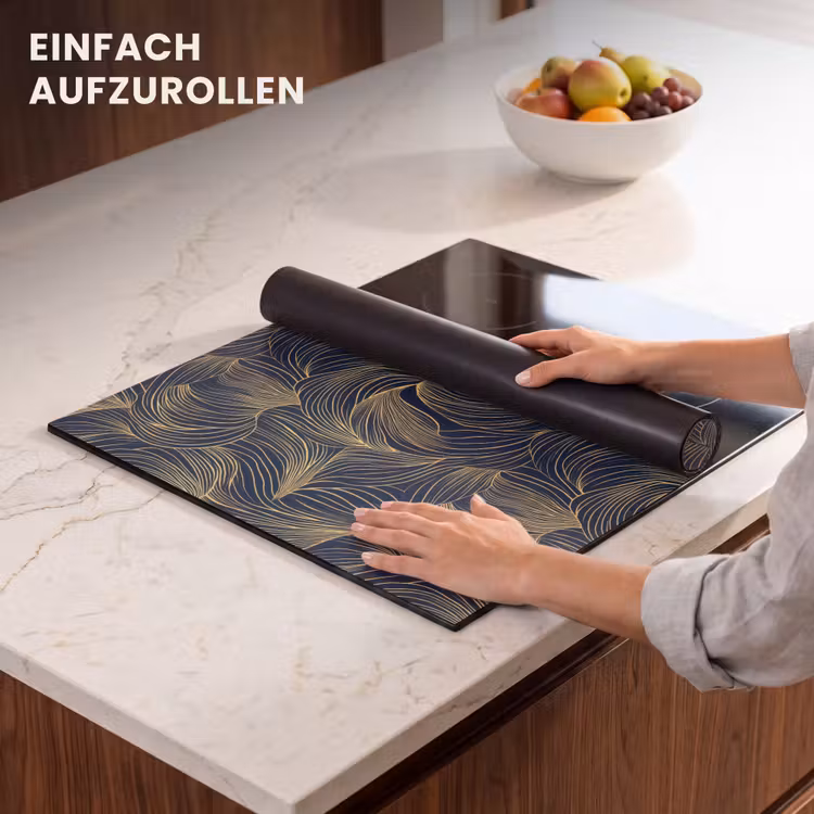 Herdabdeckplatte - Abstrakt - Linien - Blau - Gold — 7