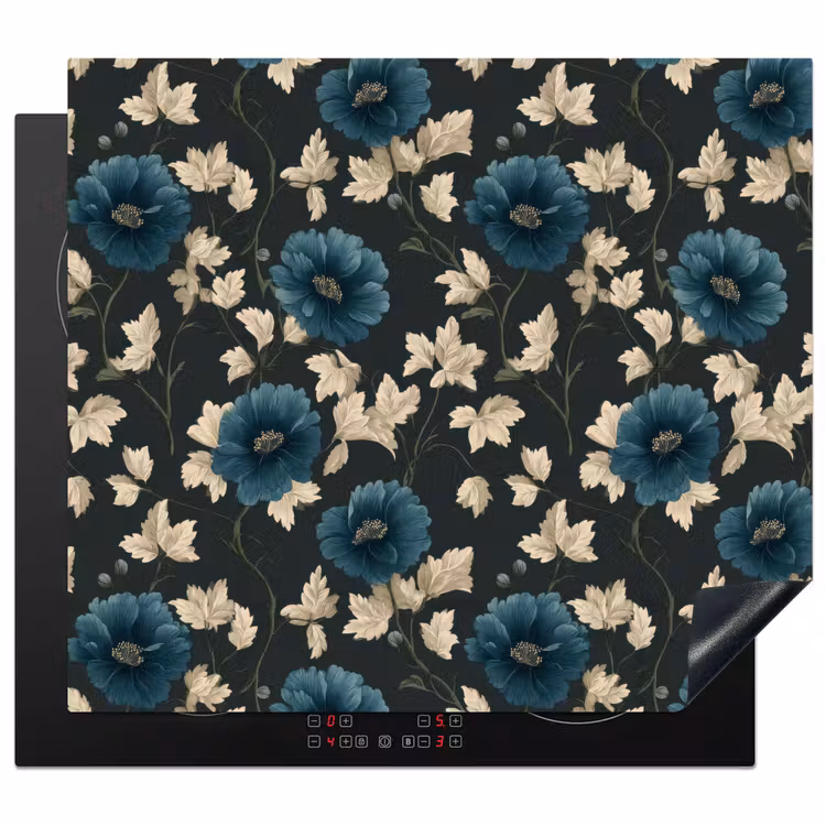 Herdabdeckplatte - Botanisch - Blumen - Blau — 1