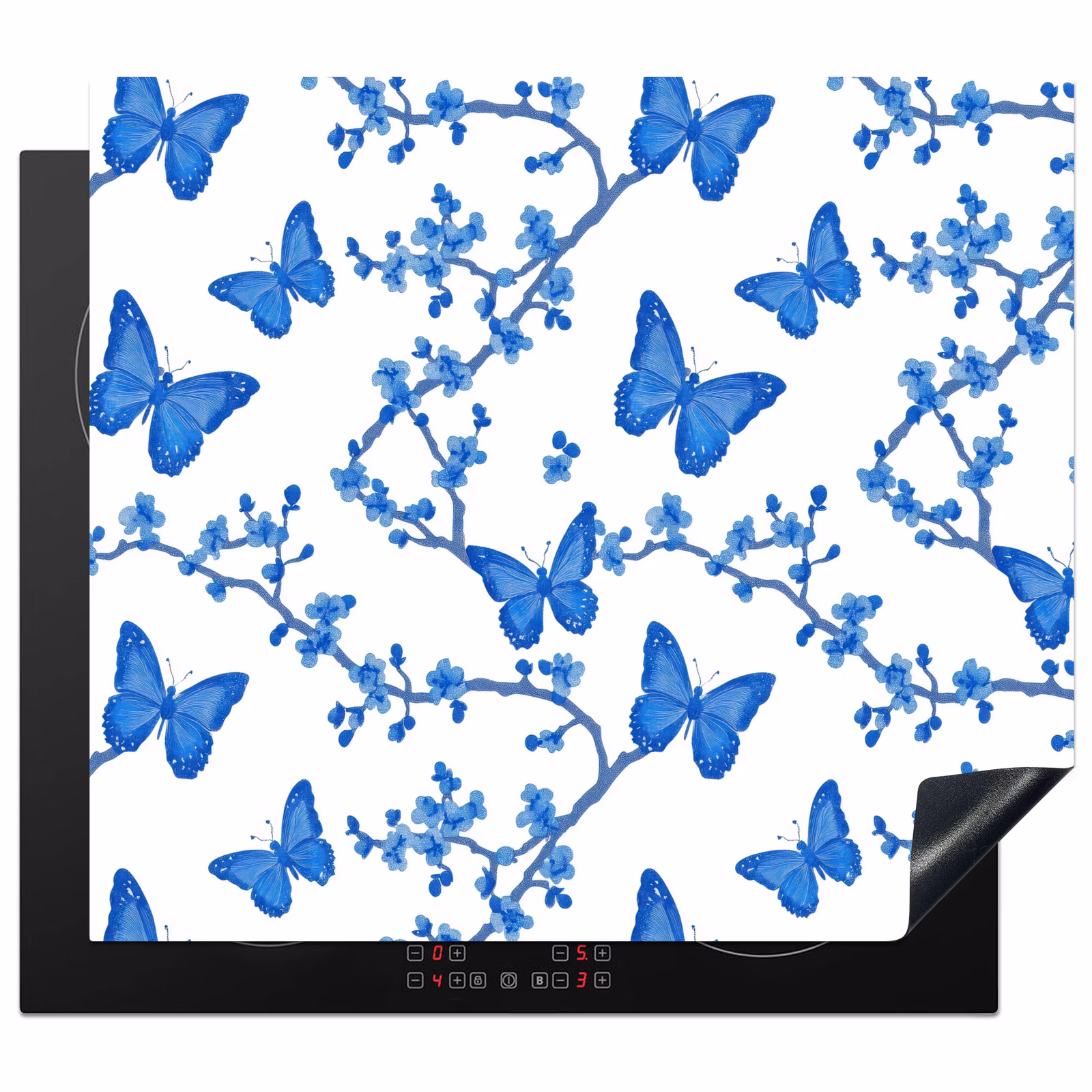 Herdabdeckplatte - Schmetterling - Blumen - Blau — 1
