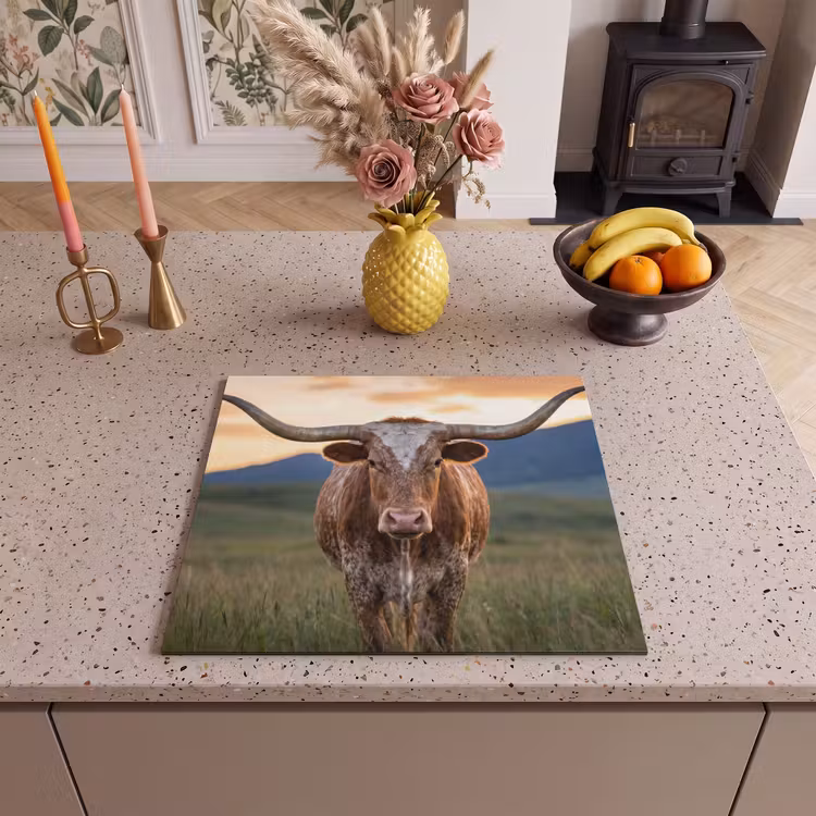 Herdabdeckplatte - Longhorn - Landschaft - Sonnenuntergang — 3
