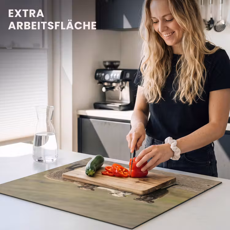 Herdabdeckplatte - Schafe - Braun - Weiß - Schotterweg — 5