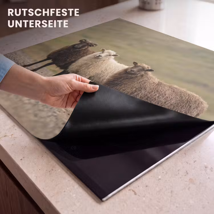 Herdabdeckplatte - Schafe - Braun - Weiß - Schotterweg — 6