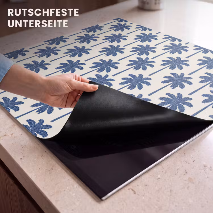 Herdabdeckplatte - Symmetrisch - Palme - Blau — 6