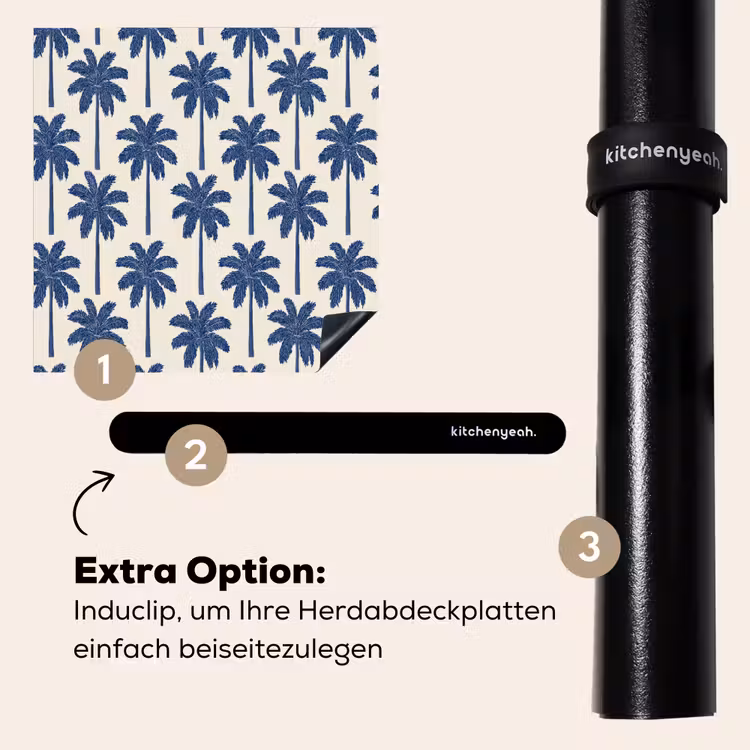 Herdabdeckplatte - Symmetrisch - Palme - Blau — 8